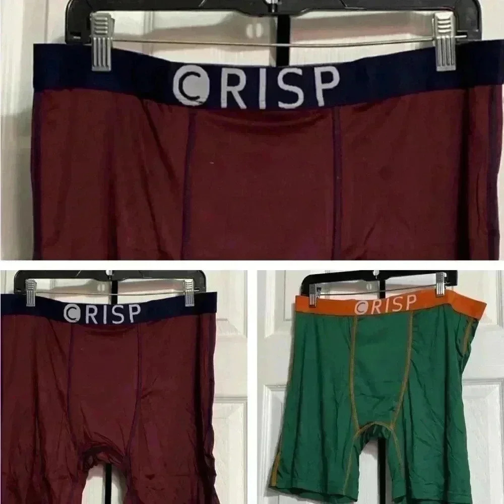 2 Crisp maroon & navy blue & green & orange mens athletic boxers briefs